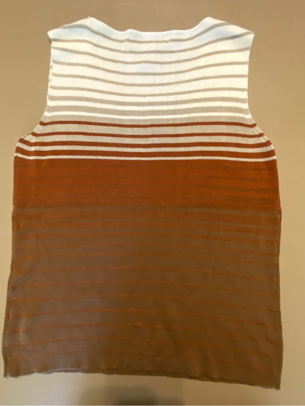 Casual Corner Rust and White Striped Sleeveless Knit Top - Picture 2 of 3